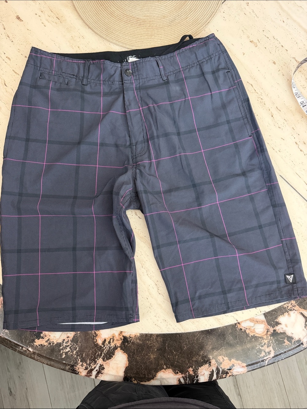 Univibe Gray Shorts with Pink Windowpane